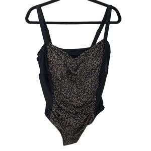Ava And Viv 22W Black Leopard Print Womens One Piece‎ Swimsuit
